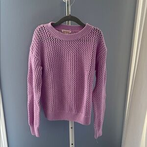 Cat & Jack Lavender Open-Knit Crew Neck Sweater
